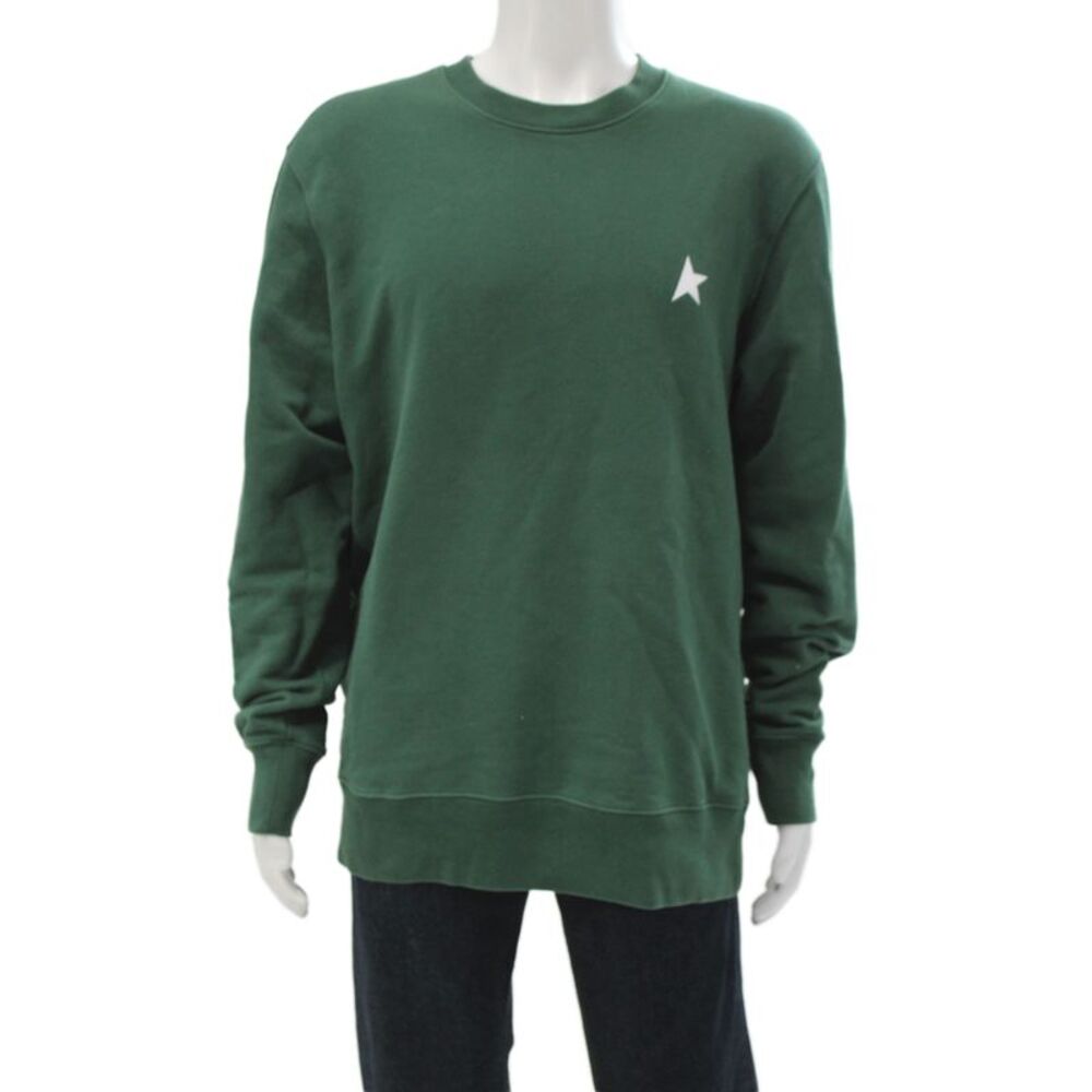Golden Goose Mens Pullover Sweatshirt Green Cotton Crewneck Designer Size XL